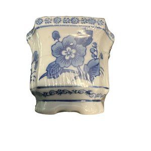 Vintage Bombay Co Scented Candle Cobalt Blue Holder Planter Hand Paint (Sealed)